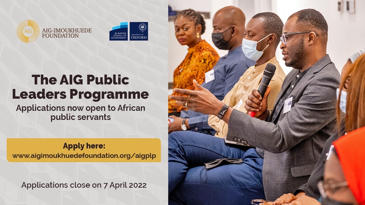 Aig-Imoukhuede Foundation AIG Public Leaders Programme 2022 for Mid-career African Public Servants