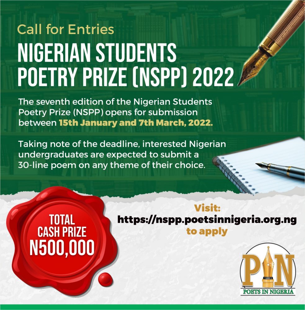 Apply For 2022 Nigerian Students Poetry Prize (NSPP) Edition