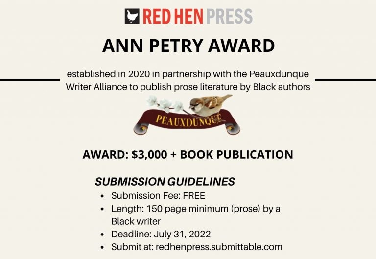 2022 Ann Petry Award for Black writers (up to $3,000)
