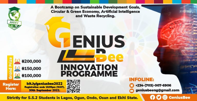 2022 Genius Bee Innovation Programme for Nigerian Students (₦200,000 prize)