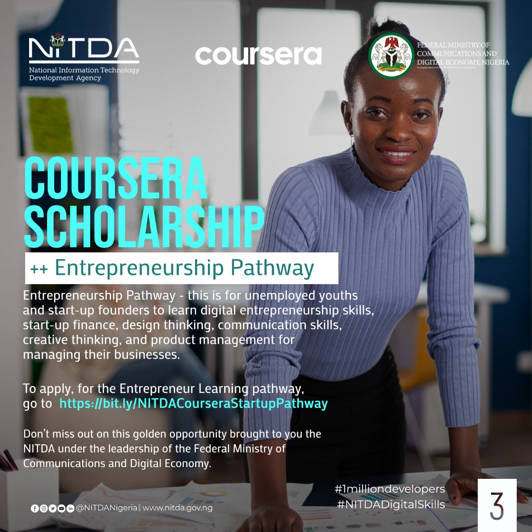 2023 NITDA in Partnership with Coursera Scholarship (Entrepreneurship Pathway)