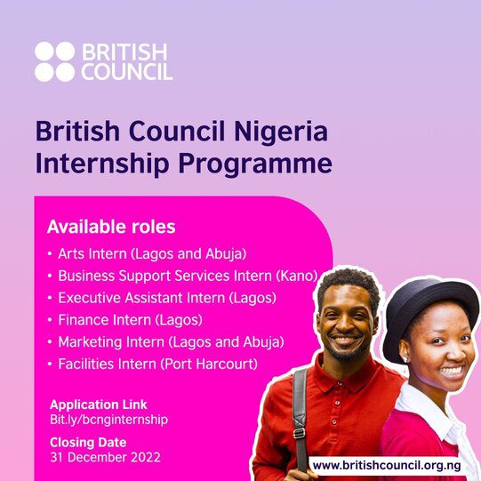 2023 British Council Nigeria Internship Programme for Young Nigerian Graduates. (N130,000 Monthly)