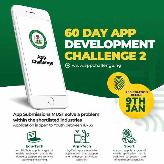 FMYSD/Bank of Industry National Sixty-Day App Development Challenge for young Nigerians (N10 million in cash prize)