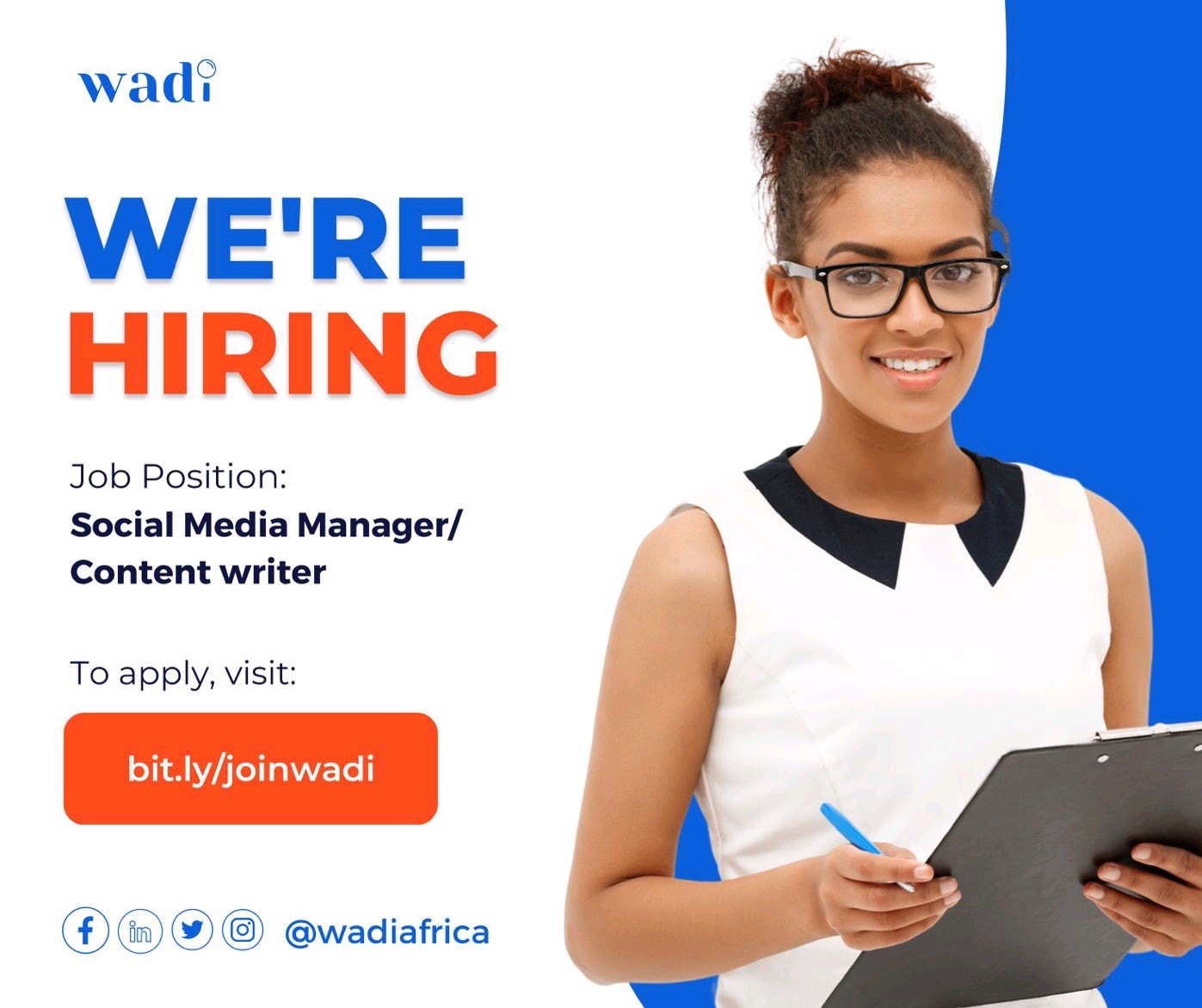 Wadi is Hiring Remote Social Media Manager/Content Writer