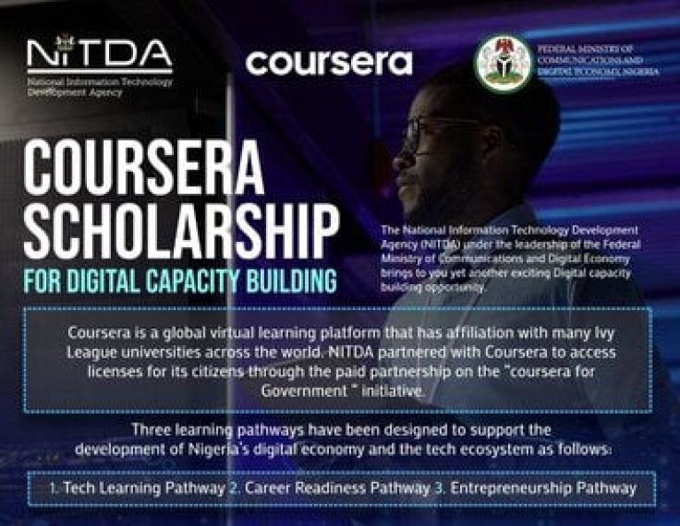 National Information Technology Development Agency (NITDA)/Coursera Scholarship Cohort 2 for young Nigerians